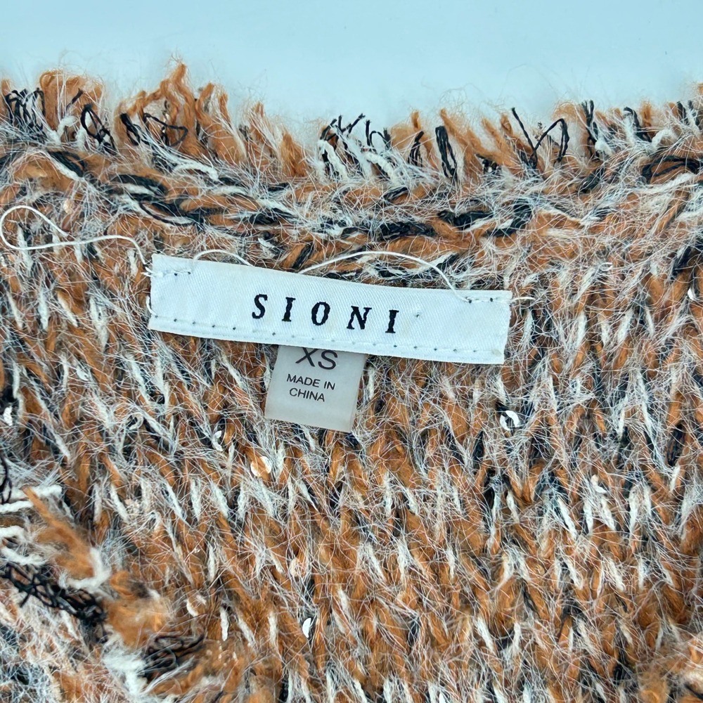 Sioni Bouclé Fringe Cardigan Brown Tweed Knit Jacket Gold Buttons XS Quiet Lux - Picture 5 of 11